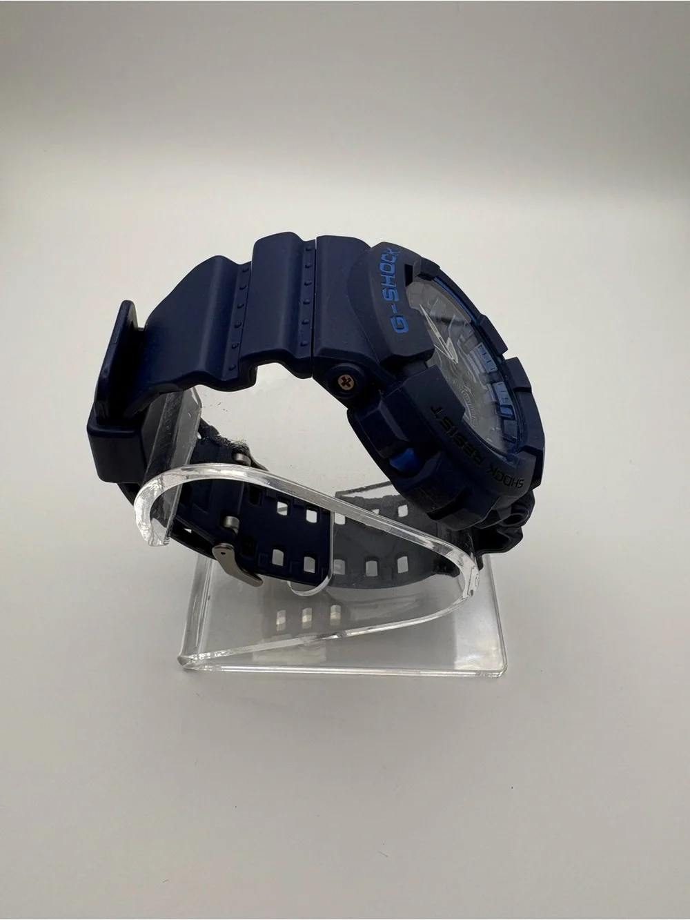 Casio G-Shock Resist Watch Blue on Blue In Box Analog Chronograph Date Dial